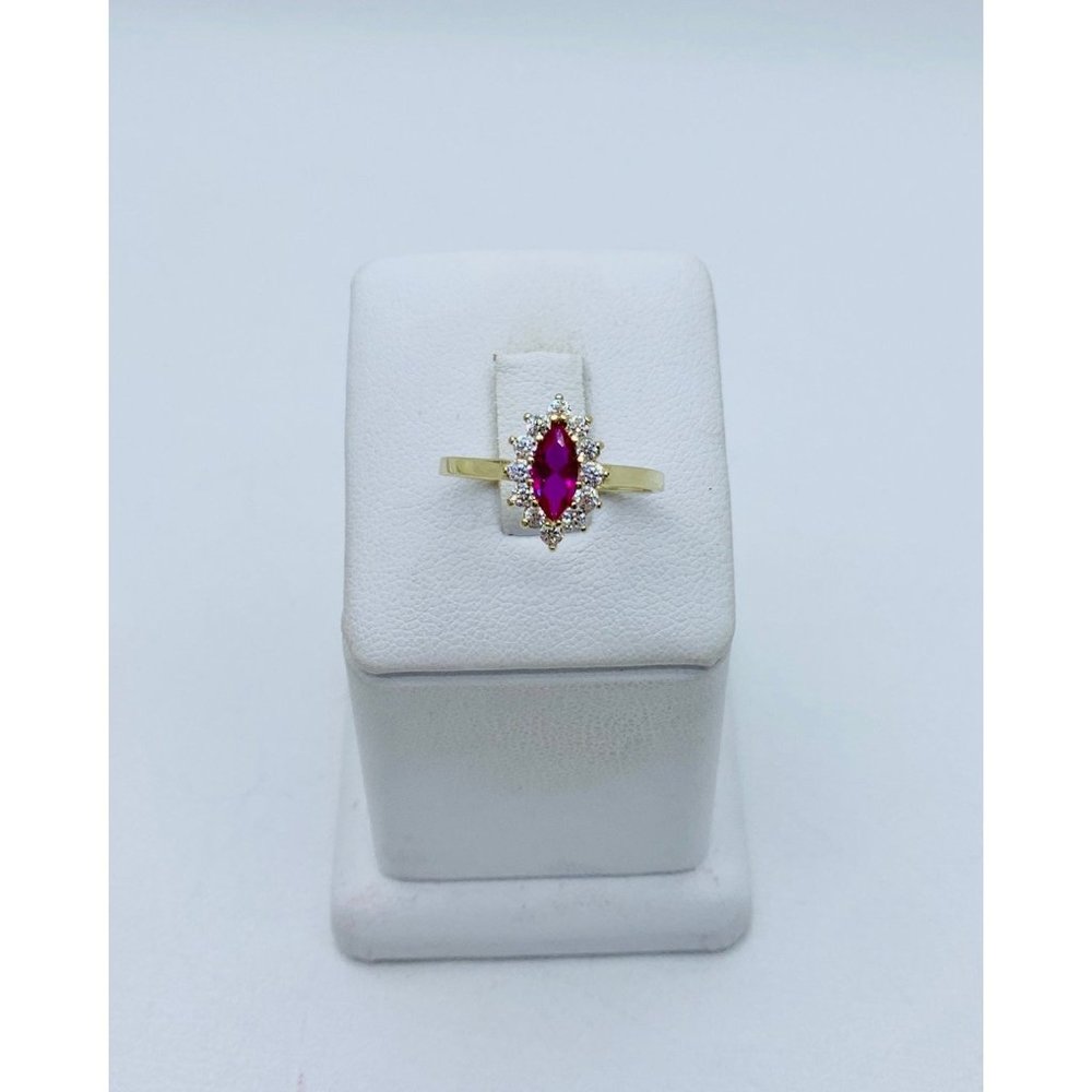 10k Solid Gold Ring Ring Red Size 7 - image 1